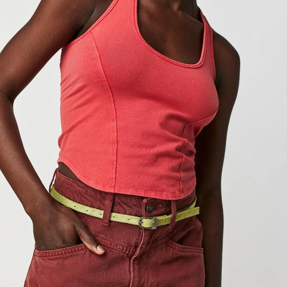 NWOT Free People Concrete Jungle Skinny Belt in Green